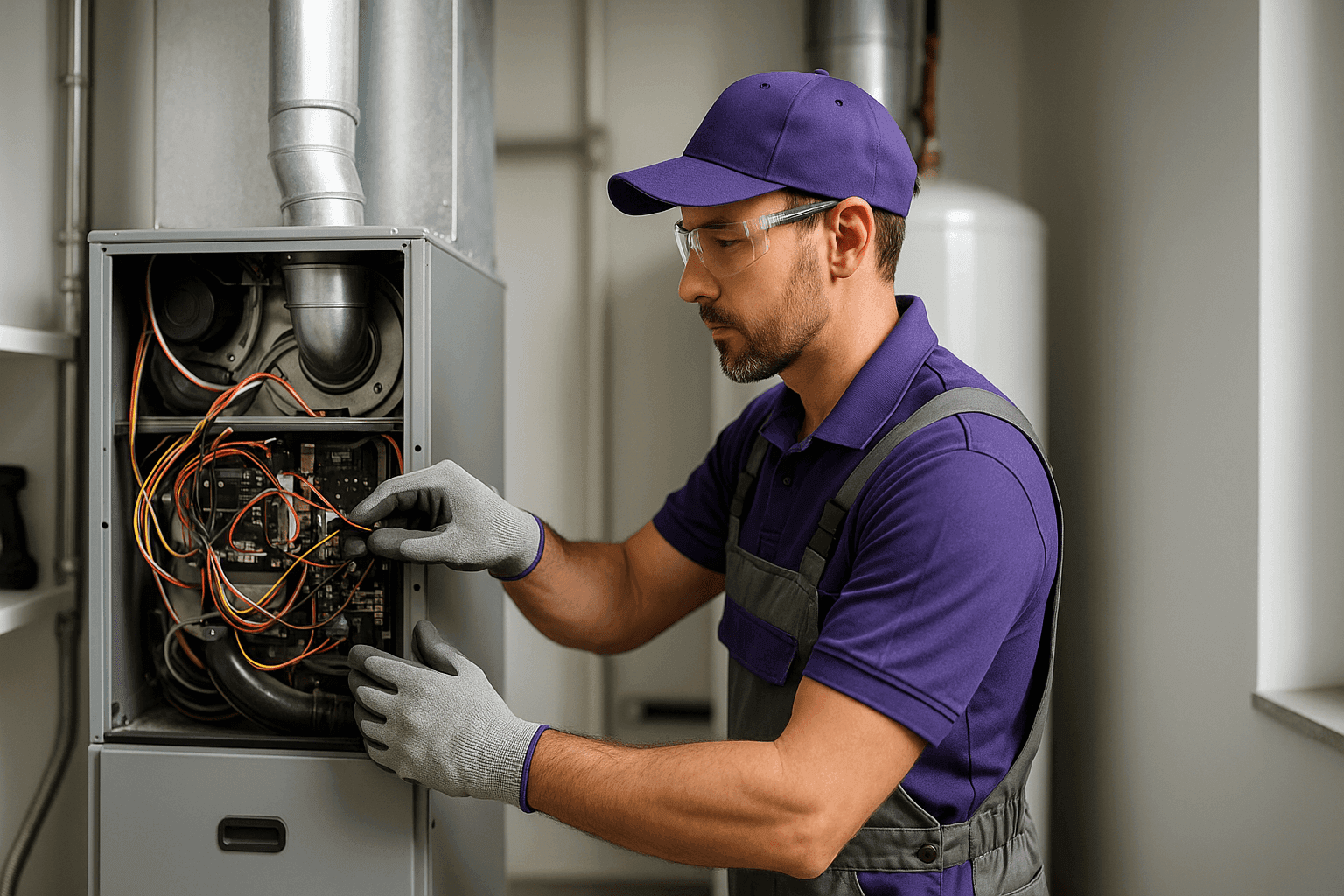 Technician troubleshooting heating system that won’t start